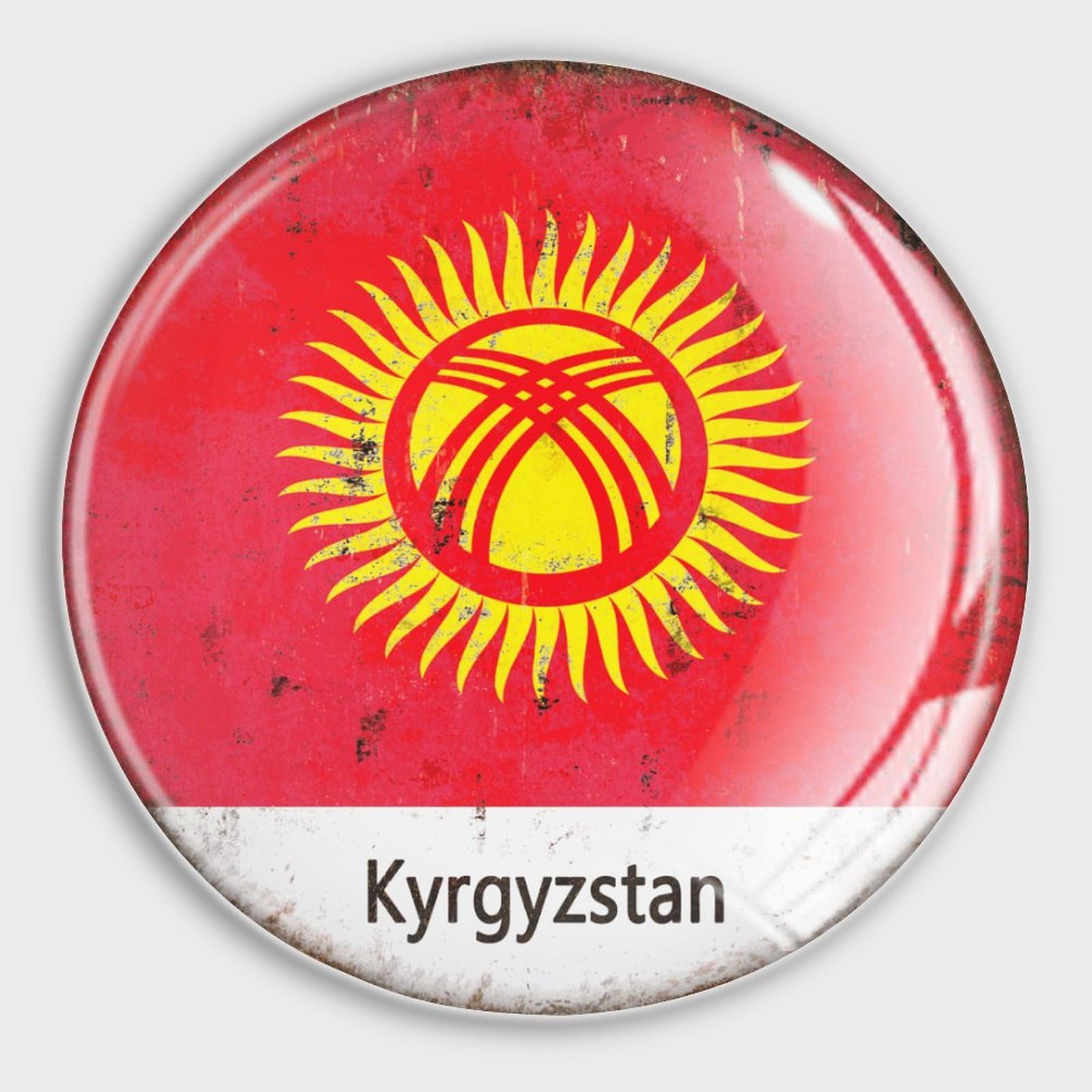 Drapeau Kirghizistan aimanté en verre - Affichez votre fierté nationale à la maison