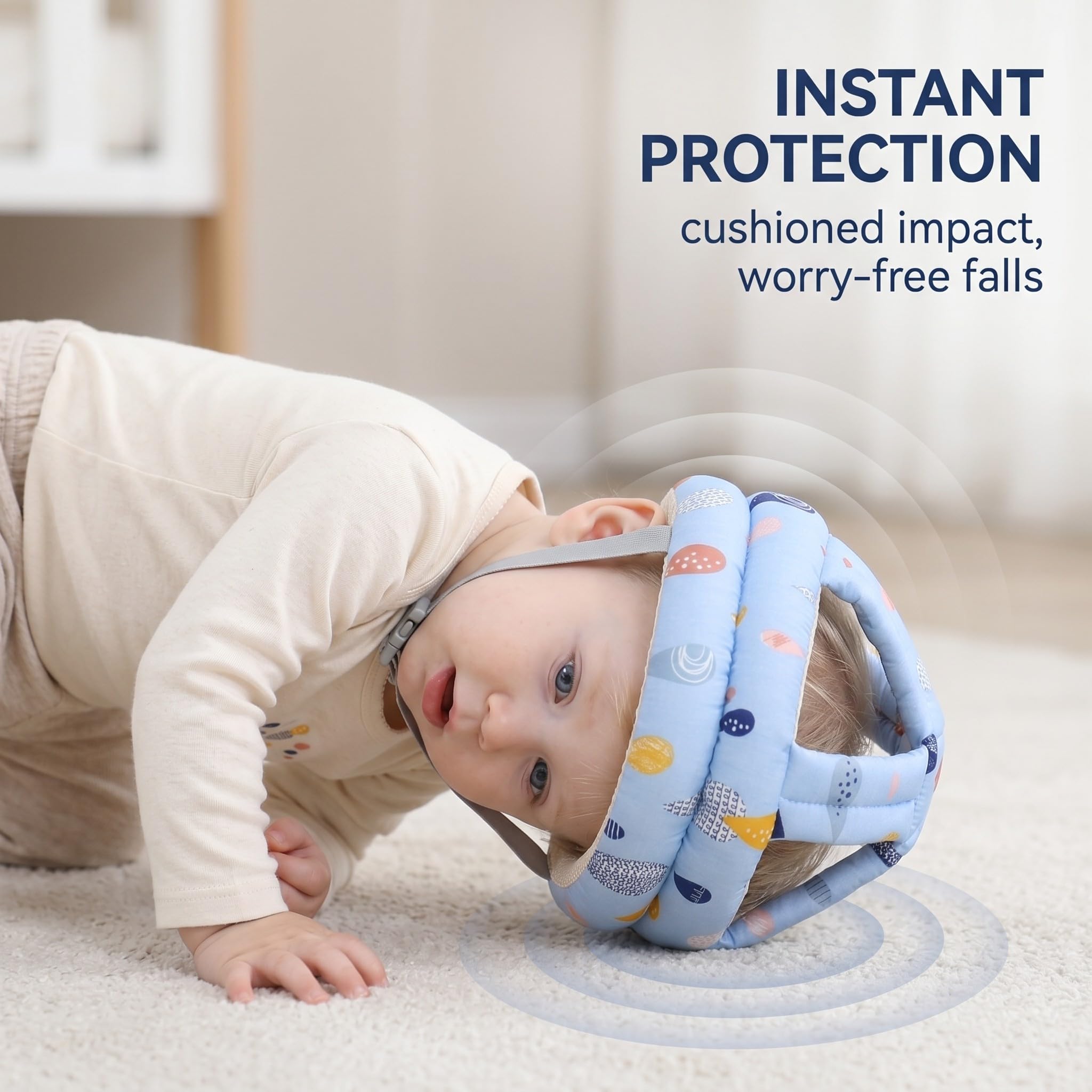 Casco Neonato Primi Passi Regolabile Sicurezza Bambini 6-24 mesi Anticaduta Traspirante (blu)