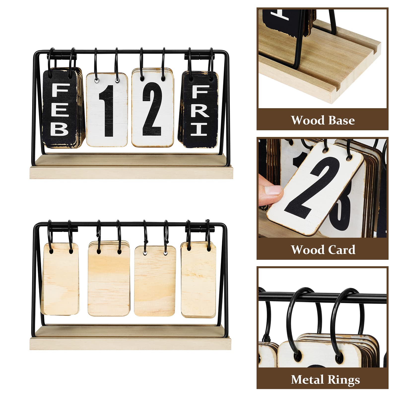 Buy EruiYin Wooden Desk Calendar 2022 Standing Flip, Vintage Perpetual