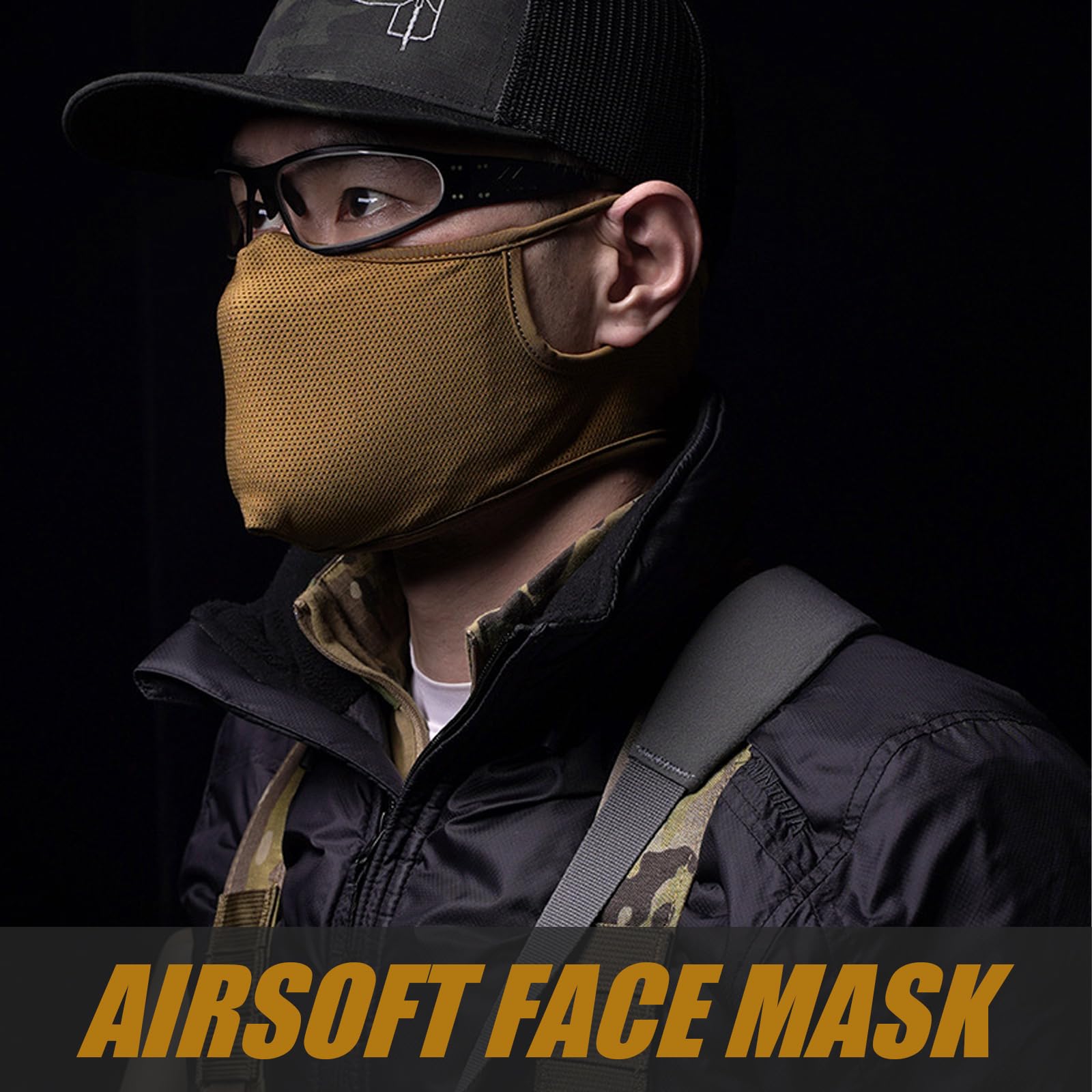 Tactical Shooting Mask Outdoor Breathable Half Face Airsoft Mask with Removable Mesh Military Mask Face Protective Mask for Men Women Riding Cycling Paintball Shooting Survival CS Halloween Cosplay