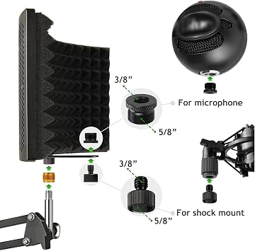 Microphone Isolation Shield, Pofessional Foldable Mic Shield Sound Absorbing Foam, for Any Condenser Microphone Mic Arm Stand, High Density Absorbent Foam to Filter Vocal by Frgyee