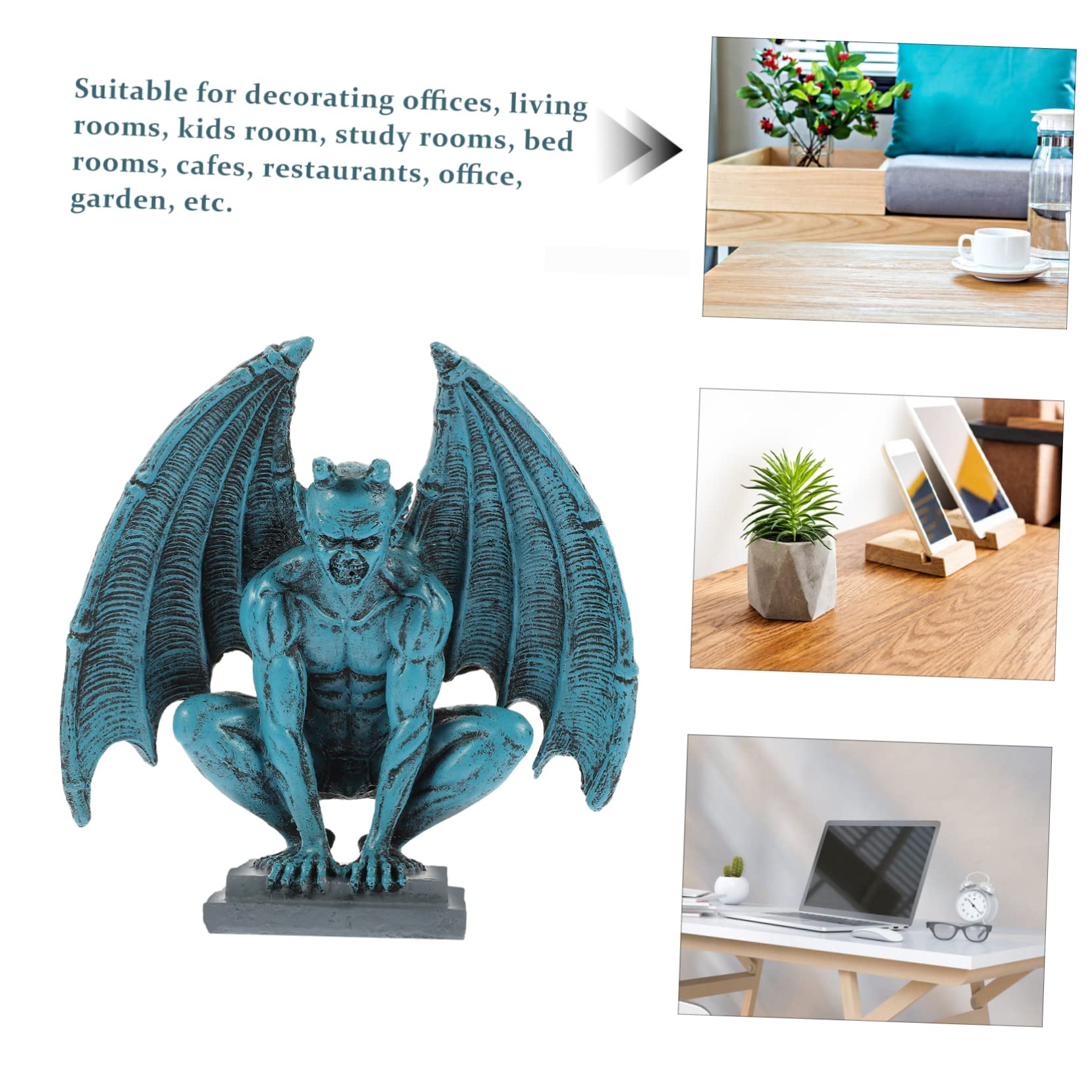 Cabilock 2 Pezzi Gargoyle Statue Figurine Da Giardino Statue Ornamenti Giocattolo Da Esterno Drago Giardino Solare Decorazione Angelo Rana Statua Accessori Da Delle Fate