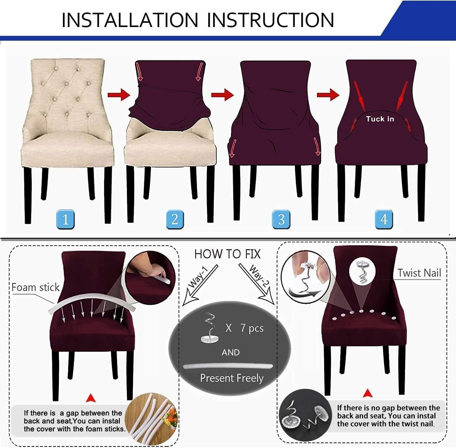 Wingback Dining Chair Covers, Reusable Accent Chair Slipcover with Arms, Remove Washable Dining Chair Protector Covers for Dining Room(Black,4PCS)