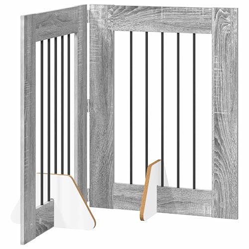 vidaXL Puerta para Perros Plegable con Soportes 4 uds. Sonoma Gris