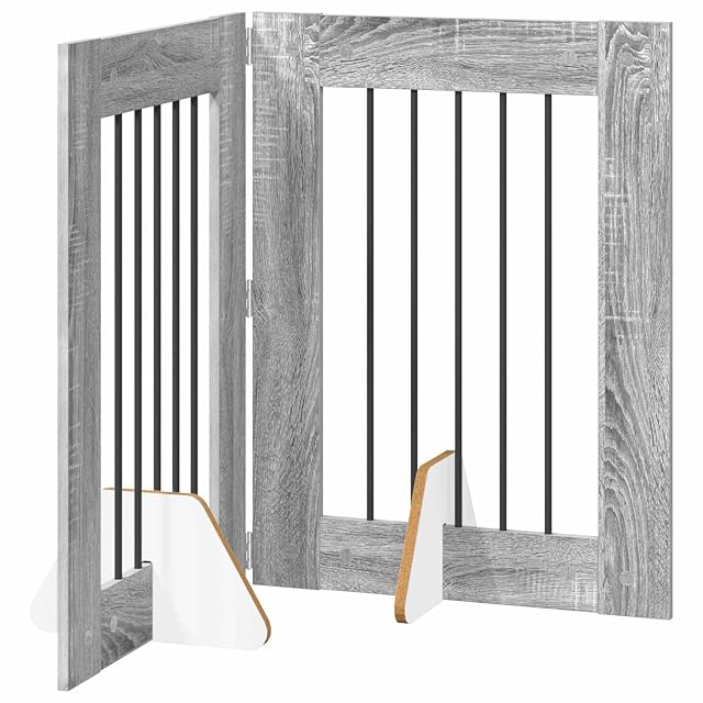 vidaXL Puerta para Perros Plegable con Soportes 4 uds. Sonoma Gris