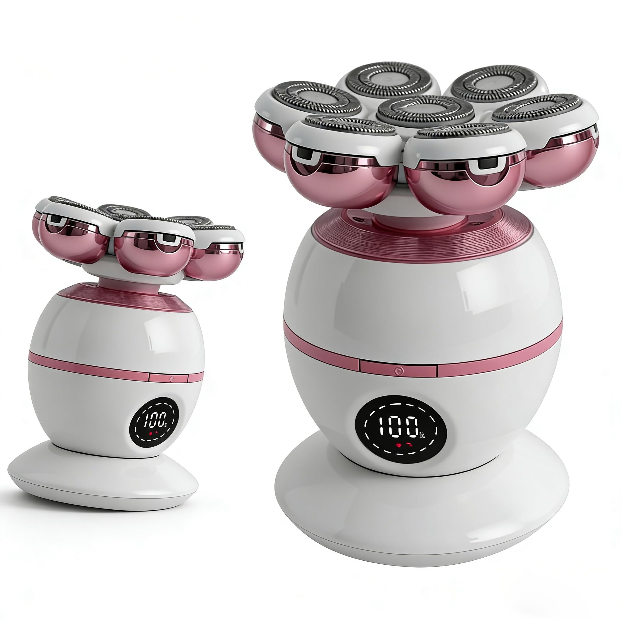 UpperX Rasoio elettrico rosa da donna, lame autoregolanti 6 in 1 e 7D, impermeabile IPX7, display a LED, ricarica USB‑C, perfetto per ritocchi quotidiani.