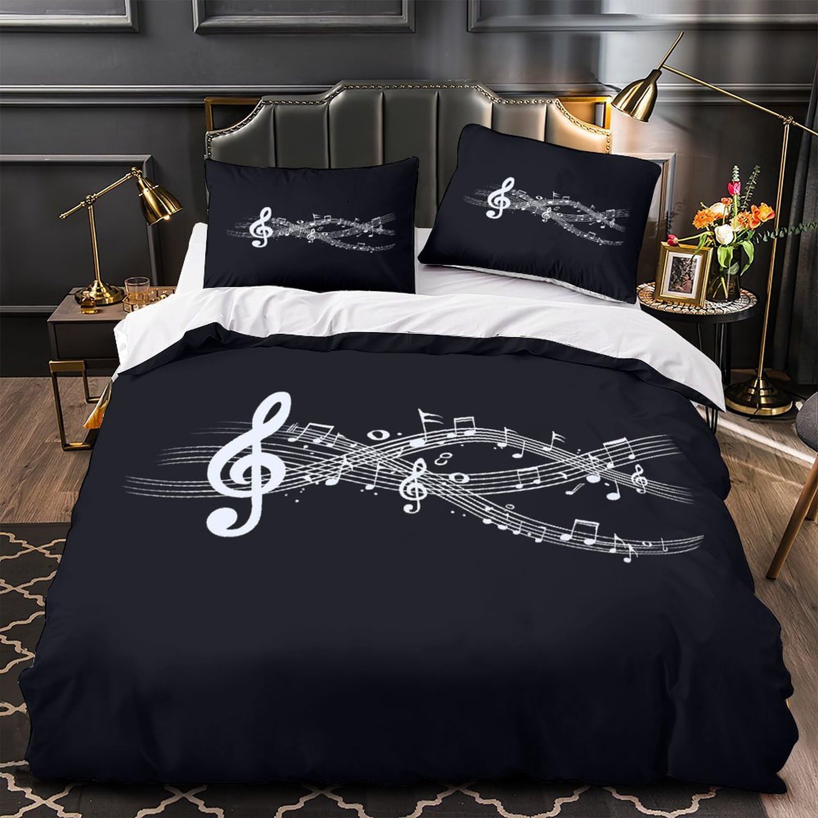 Parure de lit king size motif champignon avec housse de couette 220x240