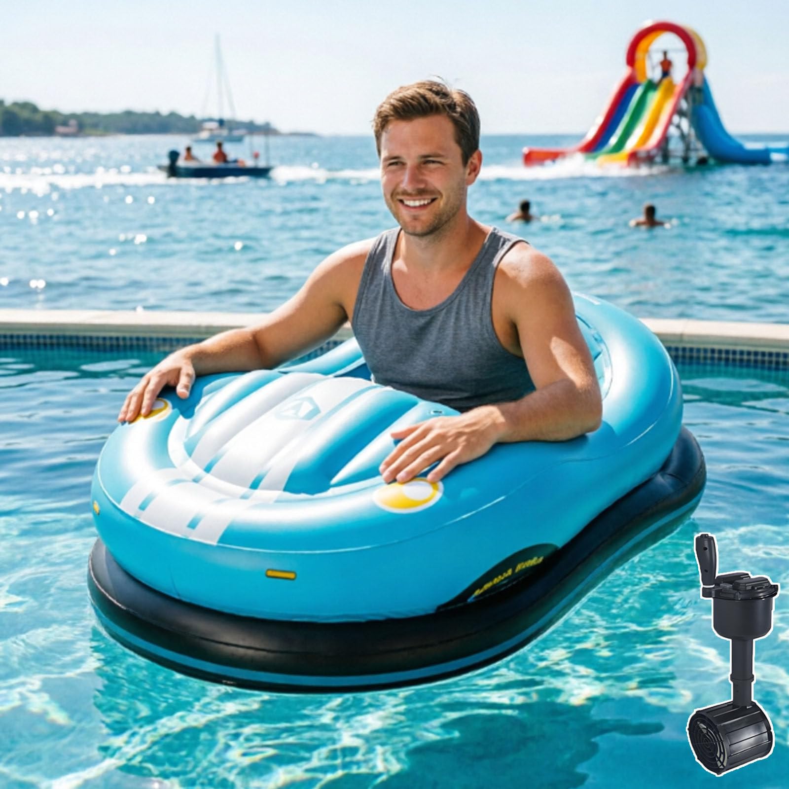 smafoseedding Motorized Pool Float With Joystick,Inflatable Motorized Bumper Boat,Electric Inflatable Water Blob 50w 360° All-Direction Movement, Room For 120 Kg,Thick Pvc, Folds For Pool & Lake