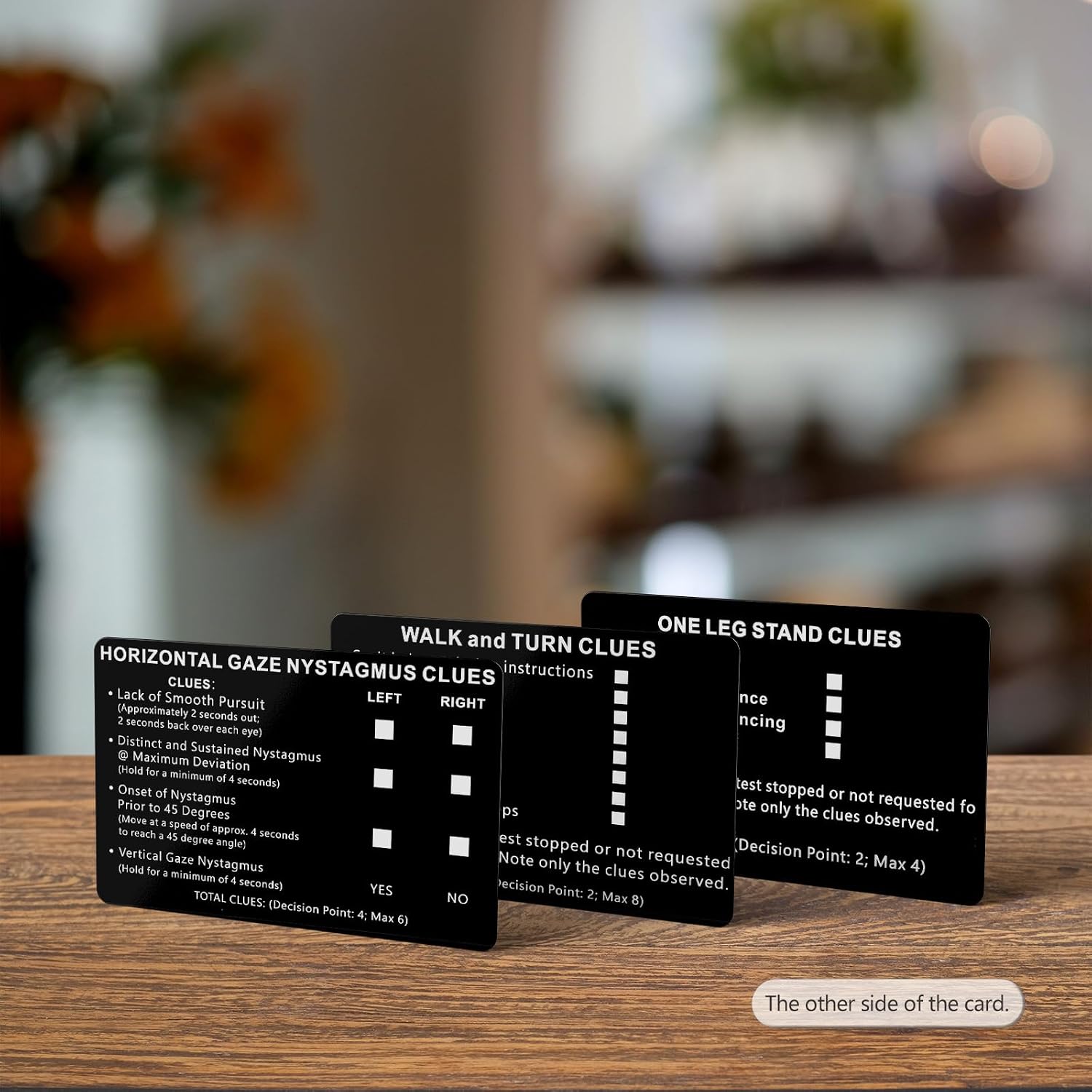 6 PCS/2Set of Metal NHTSA SFST/HGN Checklist Cards, Standardized Field Sobriety Test Instruction Card - Walk and Turn, HGN, One Leg Stand, Law Enforcement, Trooper, DWI, Police Card (2 Set Black)