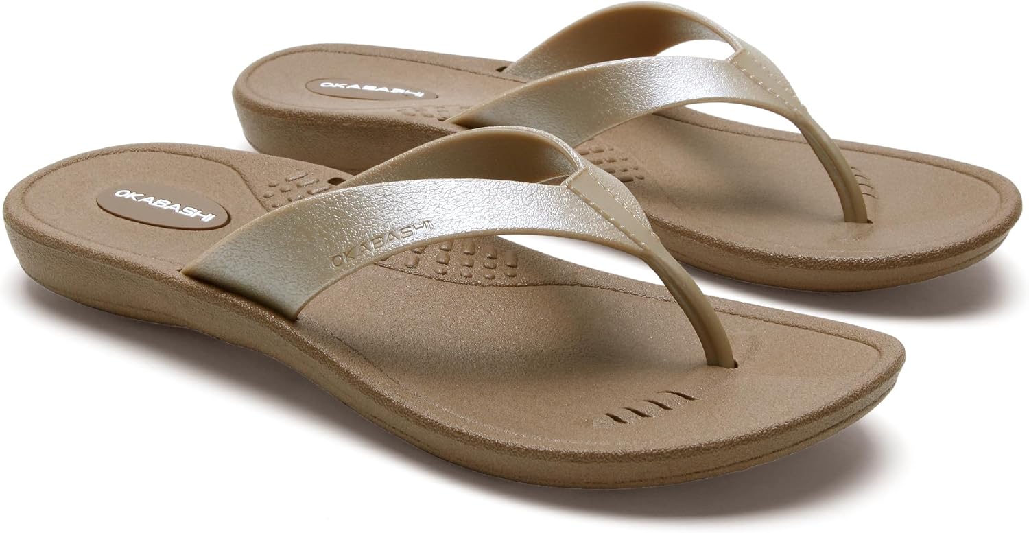 OKABASHI Women's Breeze Flip Flop | Contoured Footbed w/Arch Support for All-Day Comfort | Slip-Resistant & Waterproof | Sustainably Made in The USA