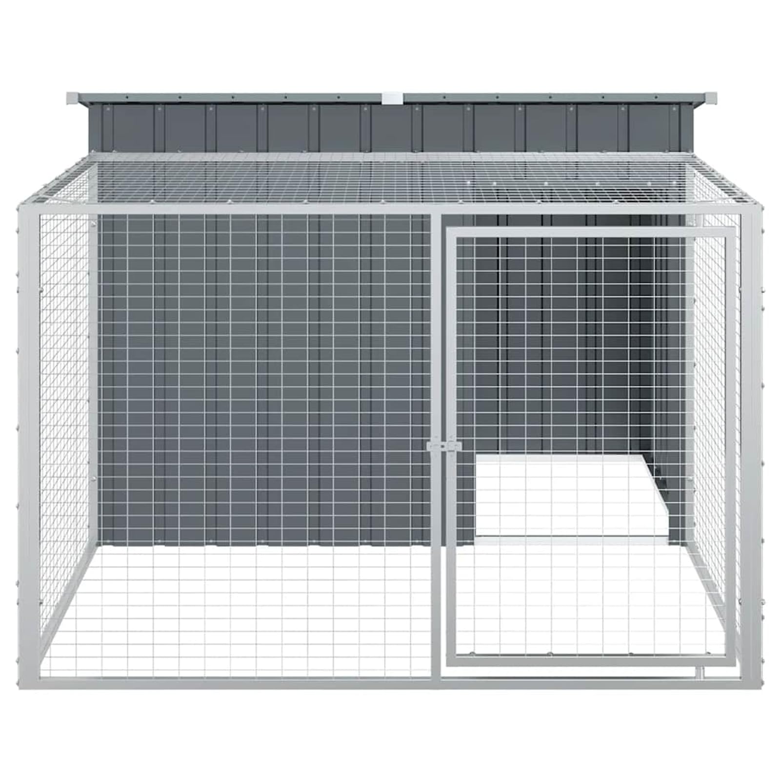 Homgoday Cuccia per Cani con Recinto Esteso in Acciaio Zincato 153x194x110 cm, Gabbia con Tetto e Porta, Antracite