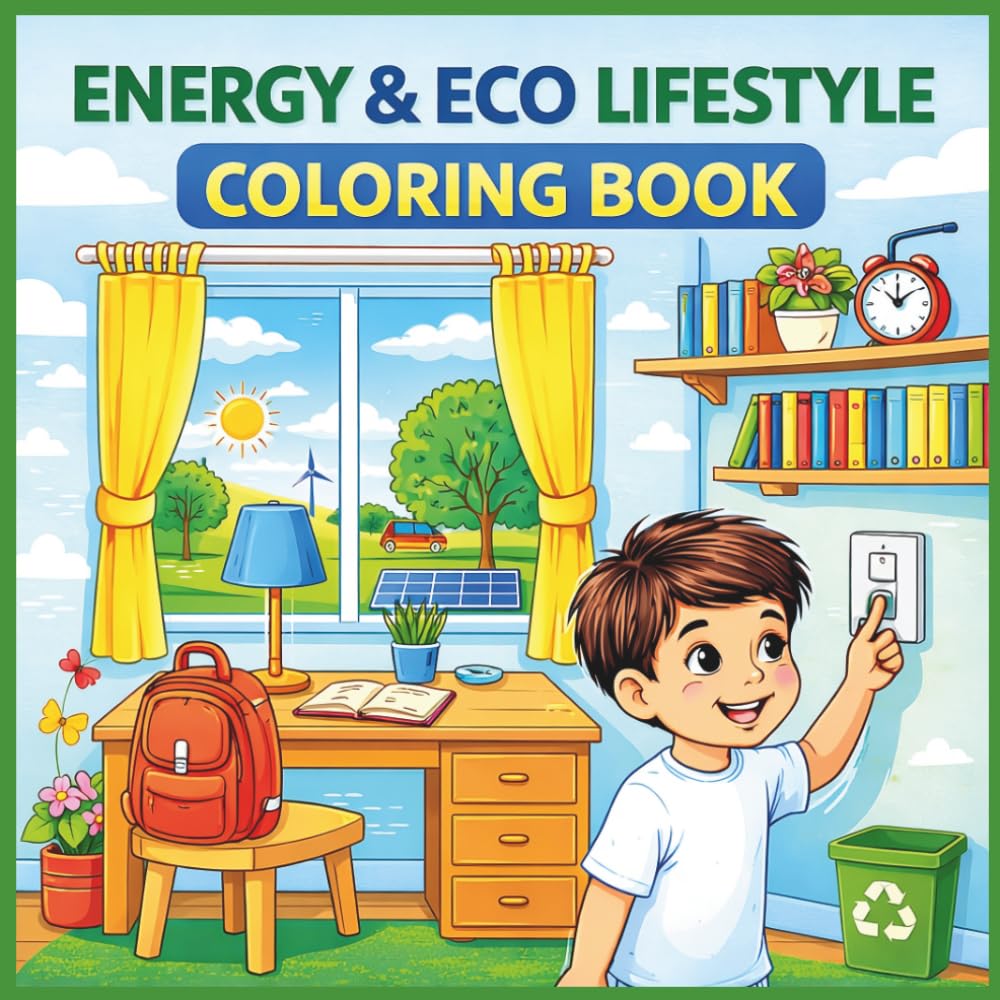 Energy & Eco Lifestyle Coloring Book for Kids: Earth Day Coloring Book with Environmental Awareness & Eco-Friendly Activities for Ages 3–8