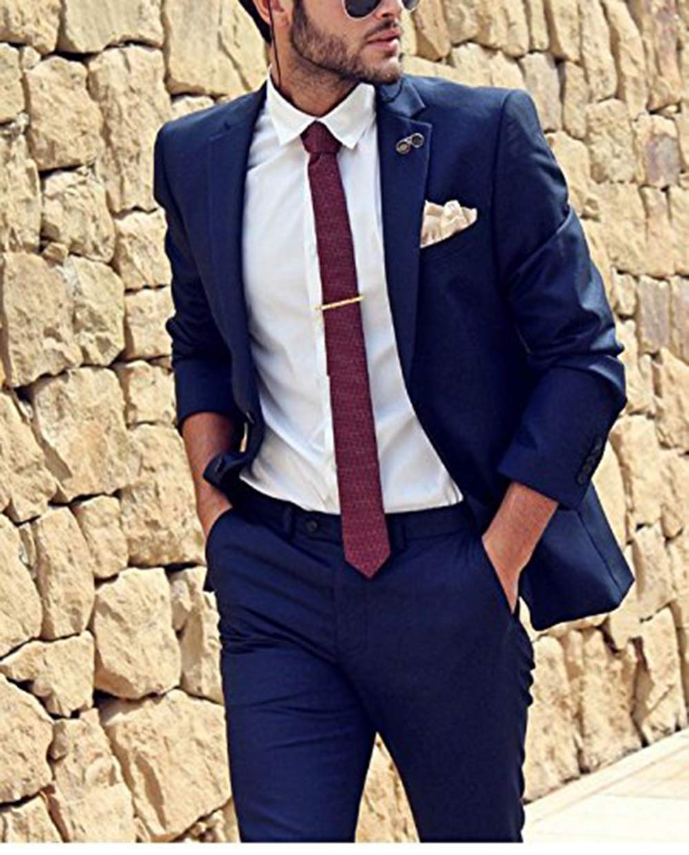 Uomo Smoking con Risvolto con Risvolto in Due Pezzi Sloid Wedding Dinner Party Prom Tuxedo
