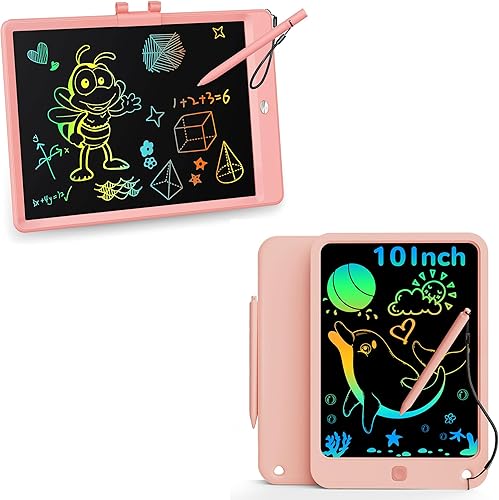 KOKODI Tableta de escritura LCD, tableta de dibujo colorida de 10 pulgadas, almohadillas de dibujo electrónicas reutilizables borrables, juguete