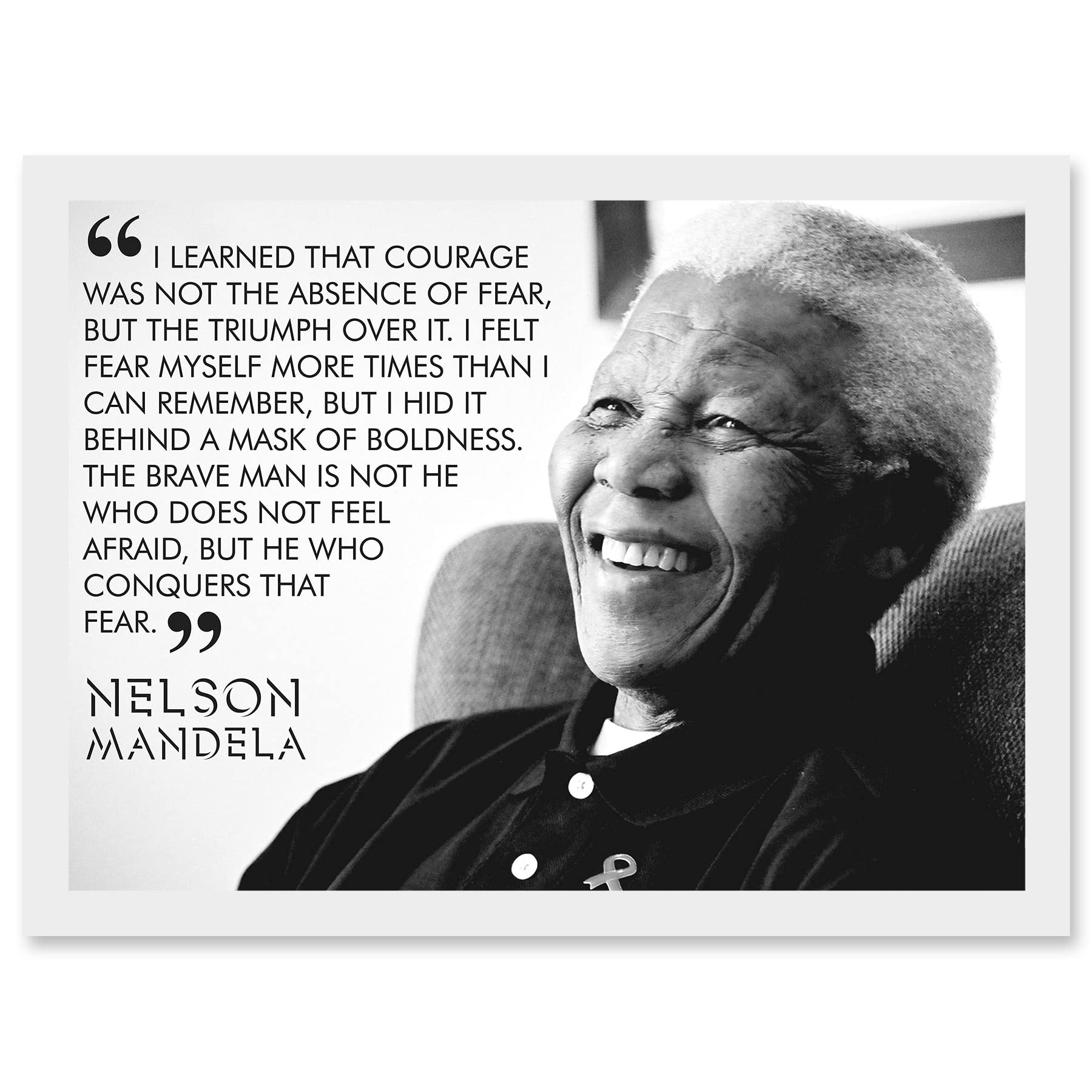 Nelson Mandela Quote Typography A4 Framed Wall Art Print - Artery8
