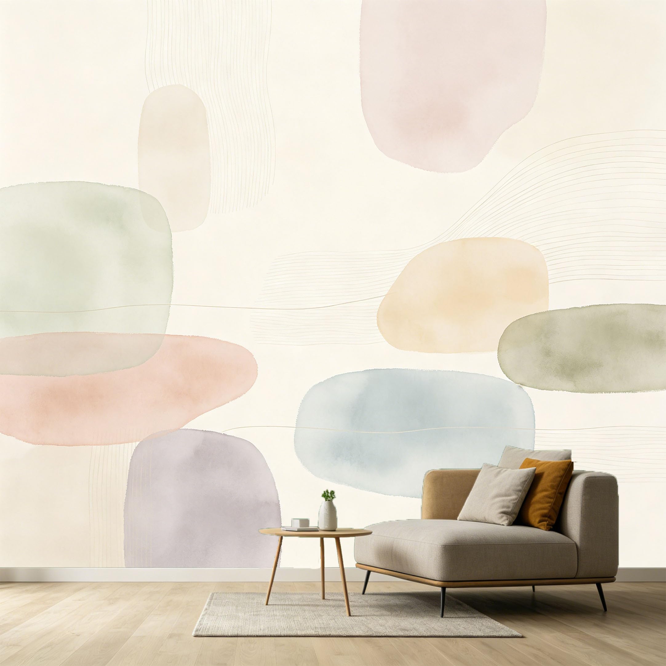 Custom Size Wall Murals Abstract Modern Watercolor Geometric Shapes Soft Pastel Colors SelfAdhesive Wall Fabric Removable Large Wallpaper for Photo Living Room