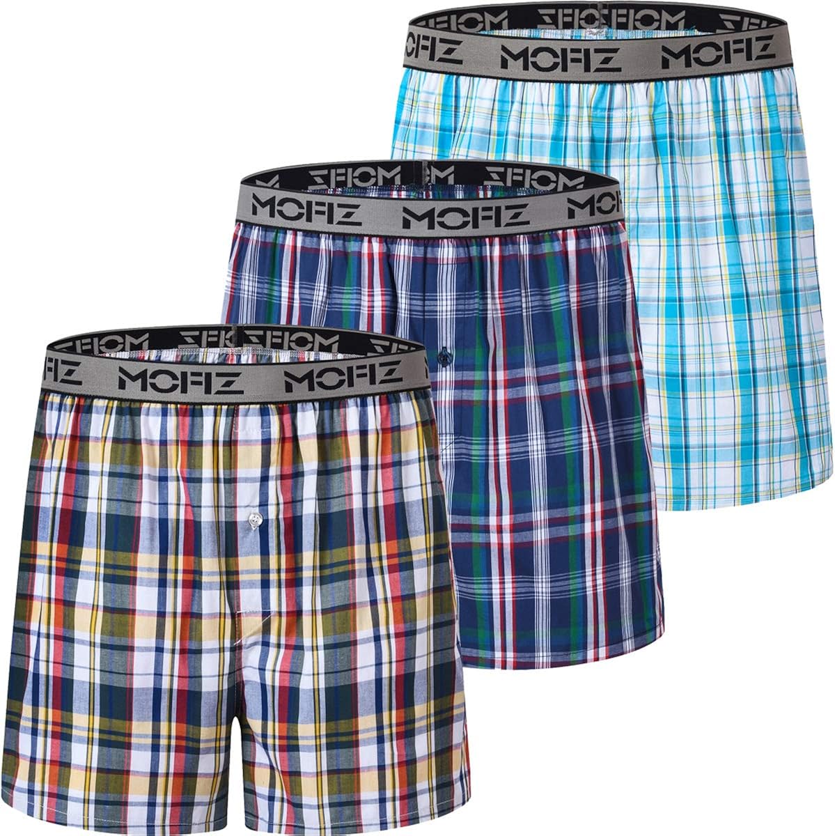 JINSHI Men's Boxer Shorts Underwear Cotton Plaid Lounge Relaxed Shorts Soft Classic Fit Button Fly Loose Fit Boxers