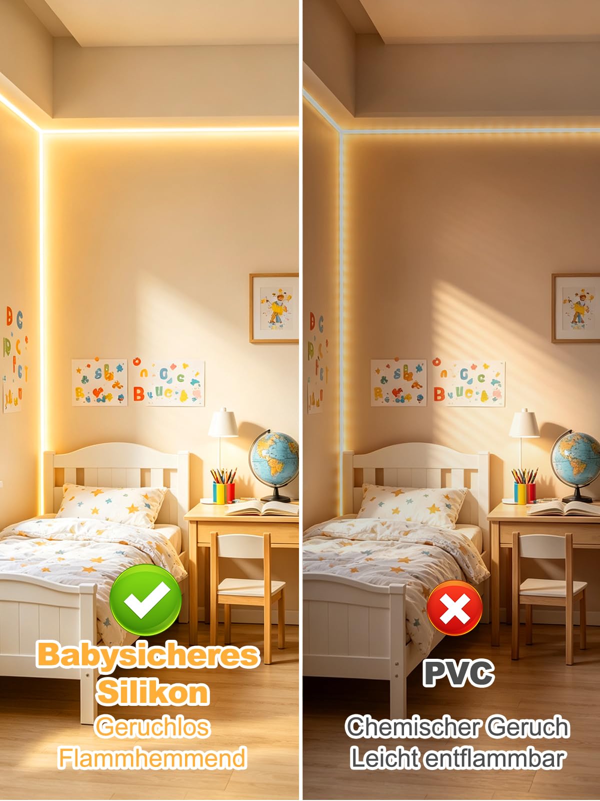 BRIMAX LED Neon Streifen Premium-Silikon 10M 3000K IP67 | Dimmbar & schneidbar, UV-beständiges Silikon-Gehäuse, inkl. 24V Netzteil, für Innen & Außen geeignet