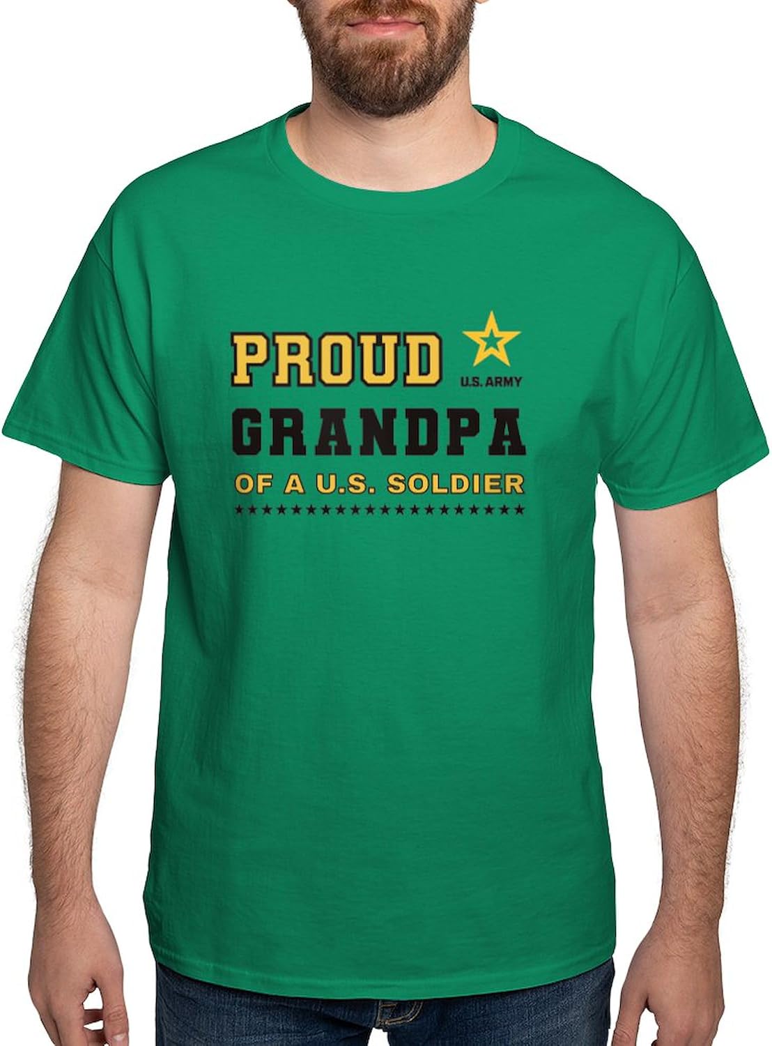 CafePress Proud Grandpa of A Soldier Black and Gold T Shirt Men's 100% Cotton, Classic Graphic Dark T-Shirt