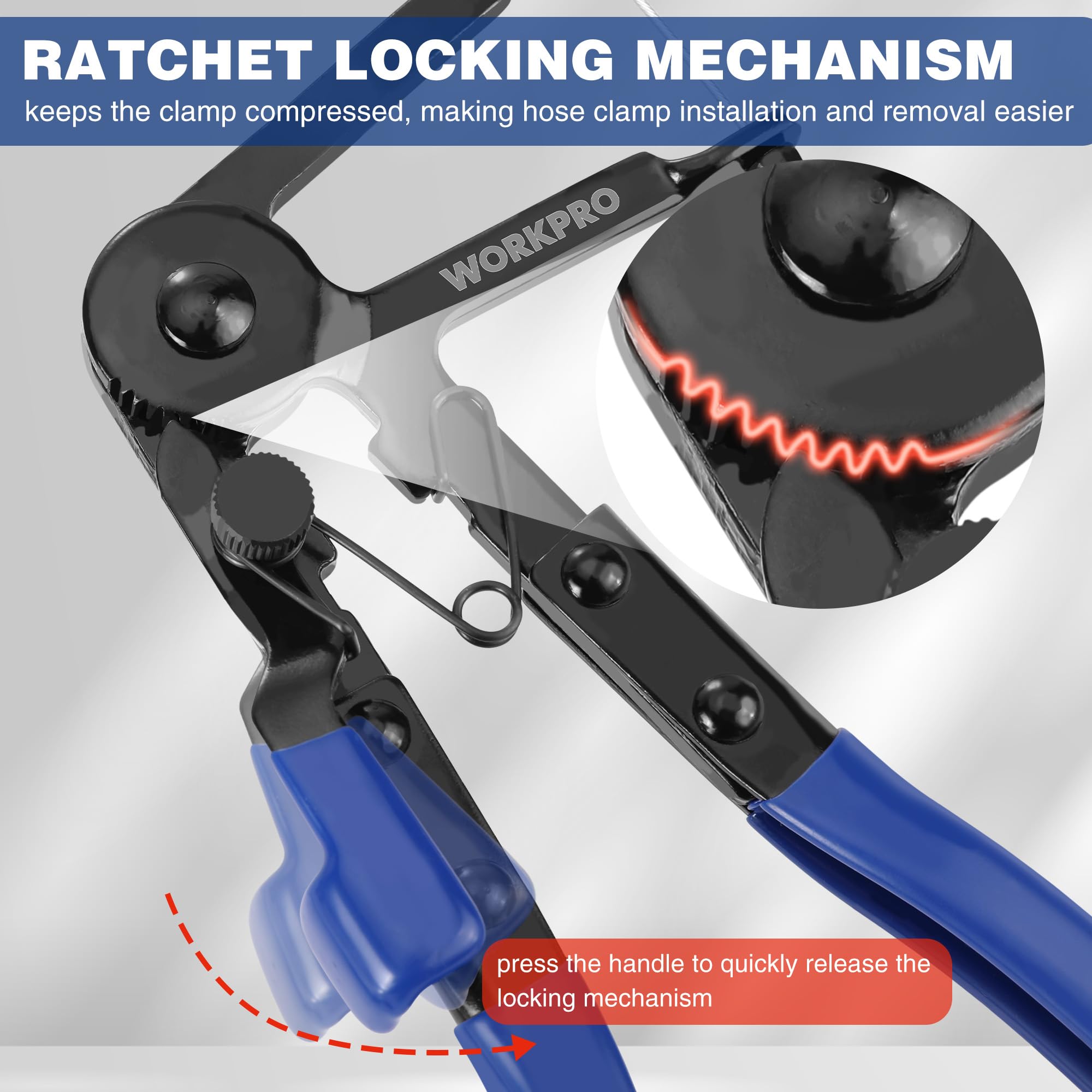 WORKPRO Flexible Long Reach Hose Clamp Pliers - Image 4
