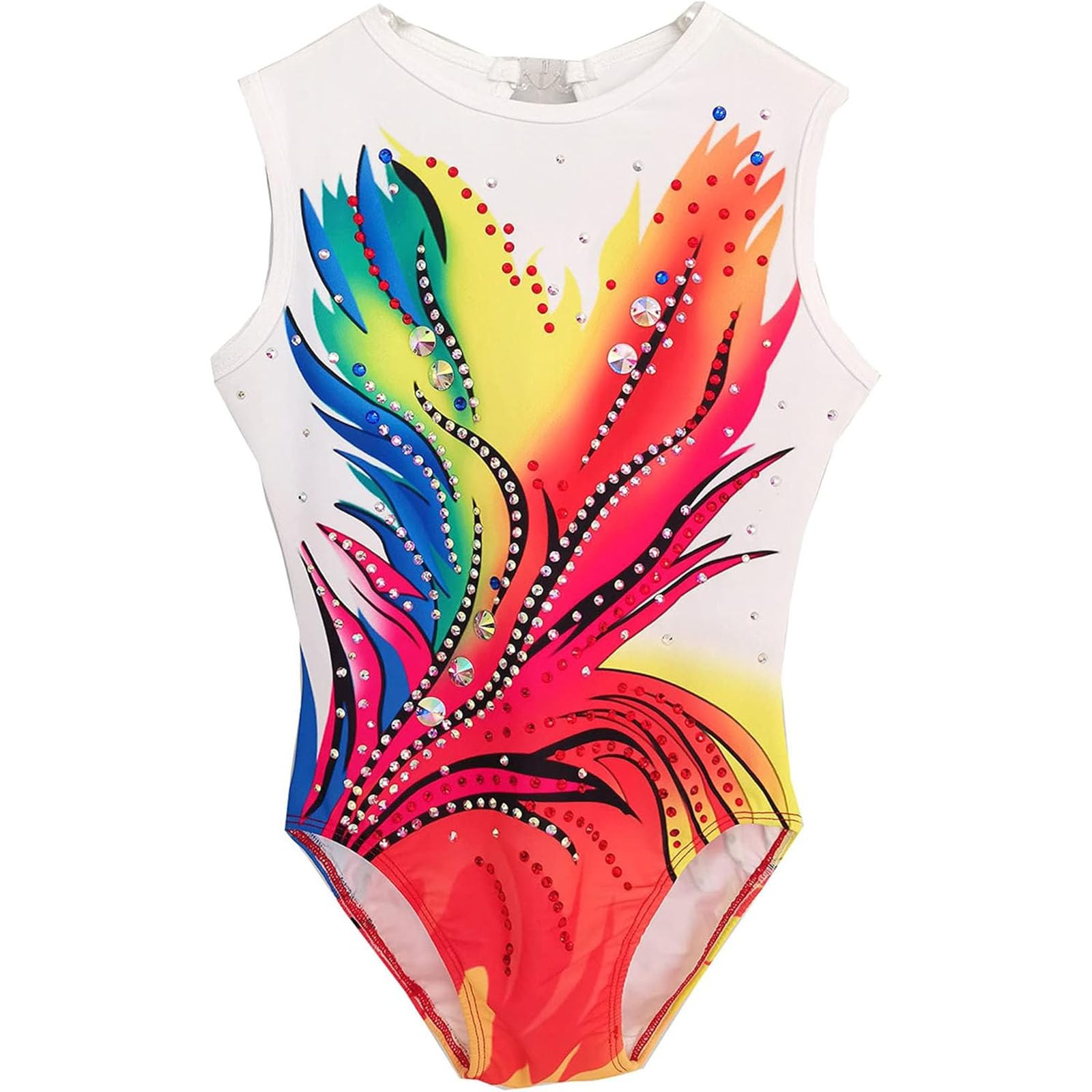 purpleq Gimnasia Rítmica Maillot de Patinaje Competición Traje de Baile Leotardos Entrenamiento Atlético Niña con Pedrería Brillante Disfraz de Bailarina Competición