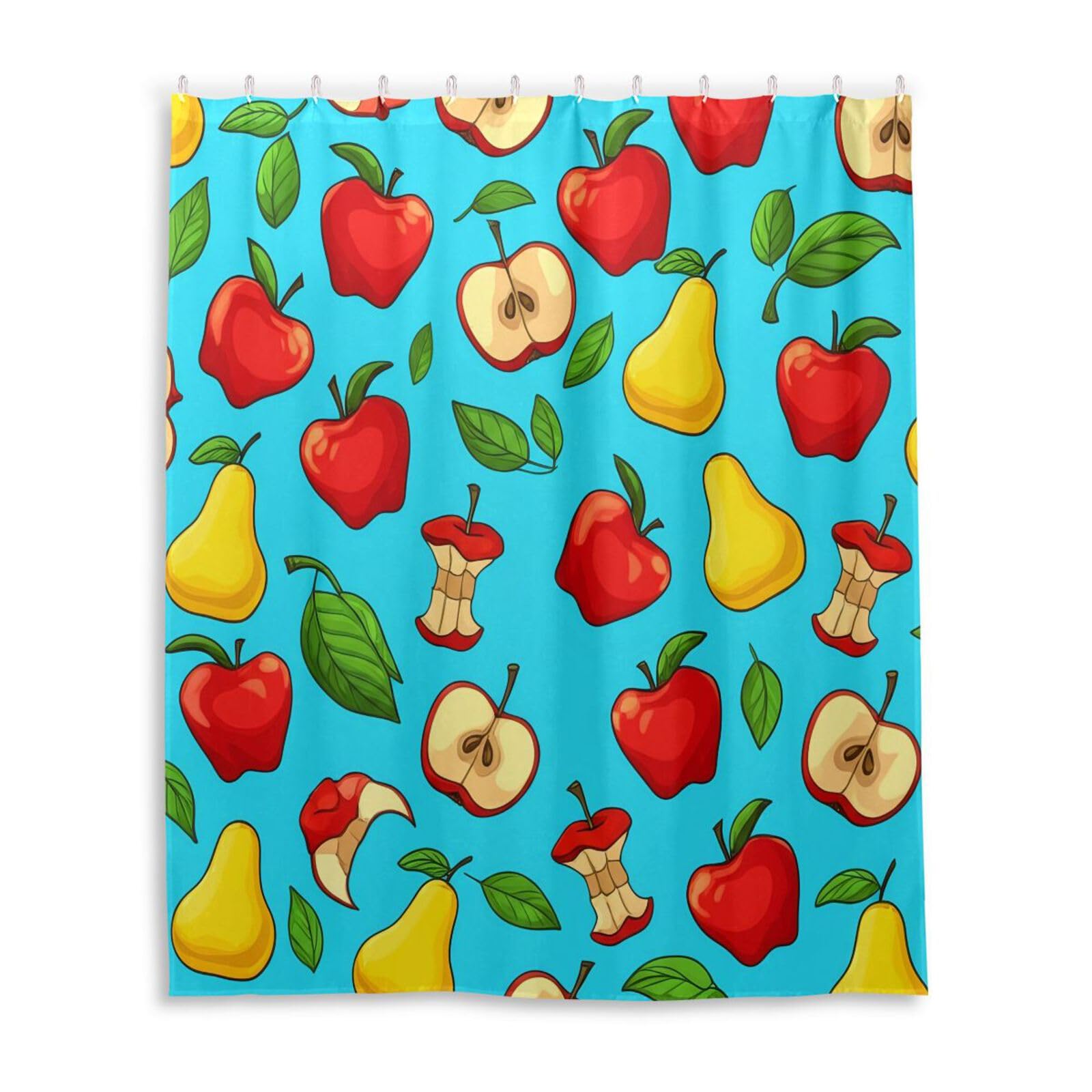 DUOBU Red Apples Shower Curtain Washable Waterproof Fabric Bath Curtain 60x72Inch Shower Curtains with Hooks for Bathroom Decor