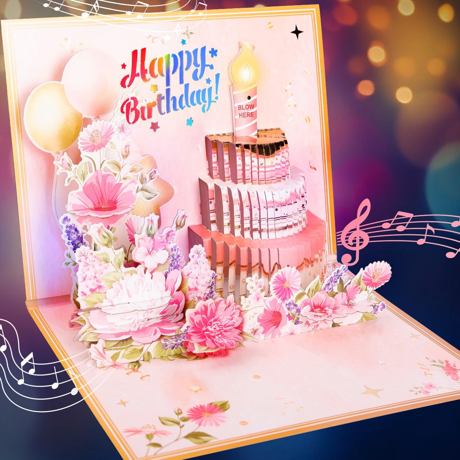 Popupalooza 3D Popup Happy Birthday Card | Musical Lights Up Greeting Cards | Blow Out the Candle| Candle Cake Pop Up Card | Plays Happy Birthday Song