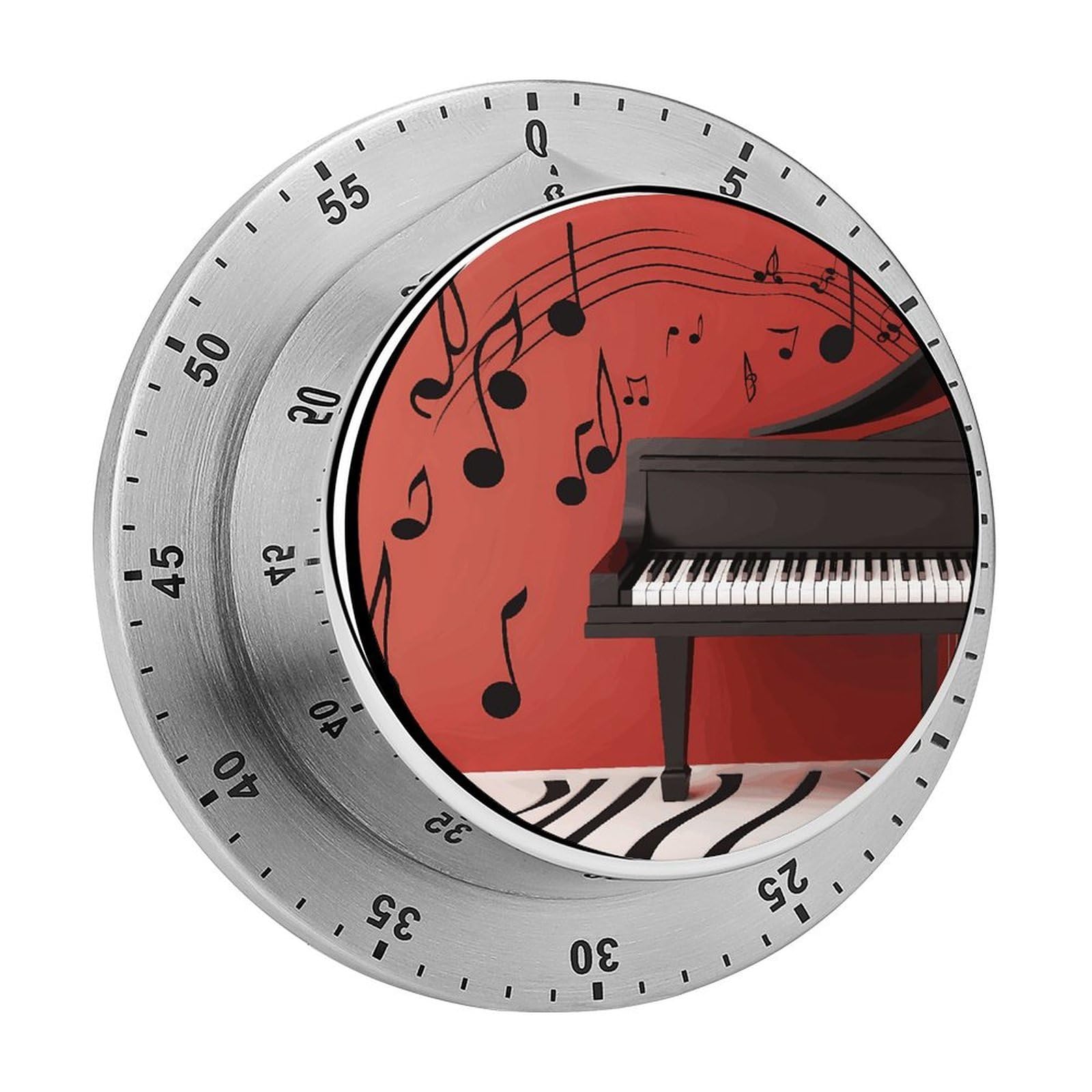 Mechanical Kitchen Timer for Piano, Magnetic Countdown Timer Stainless Steel, Cooking Timer with Loud Alarm for Baking, Cooking, Fitness, Classroom, No Need