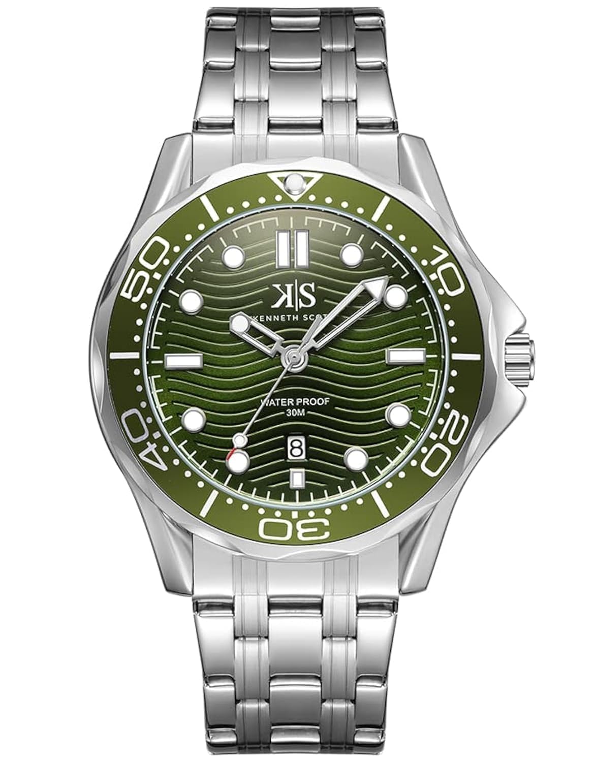 Kenneth Scott Mens Military Green Dial Analog Watch - K22009-SBSH, Silver, Bracelet (B0BHZRWQJZ) Amazon Price History, Amazon Price Tracker