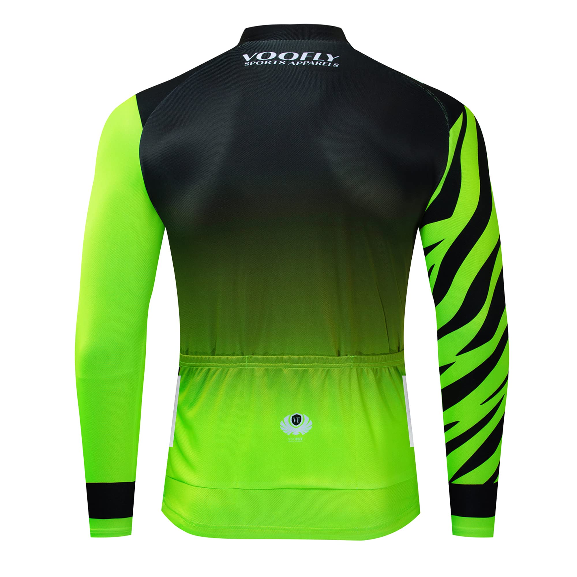 Maglia da ciclismo da uomo, a maniche lunghe, traspirante, ad asciugatura rapida, con tasche, chiusura lampo, riflettori, verde, nero, rosso