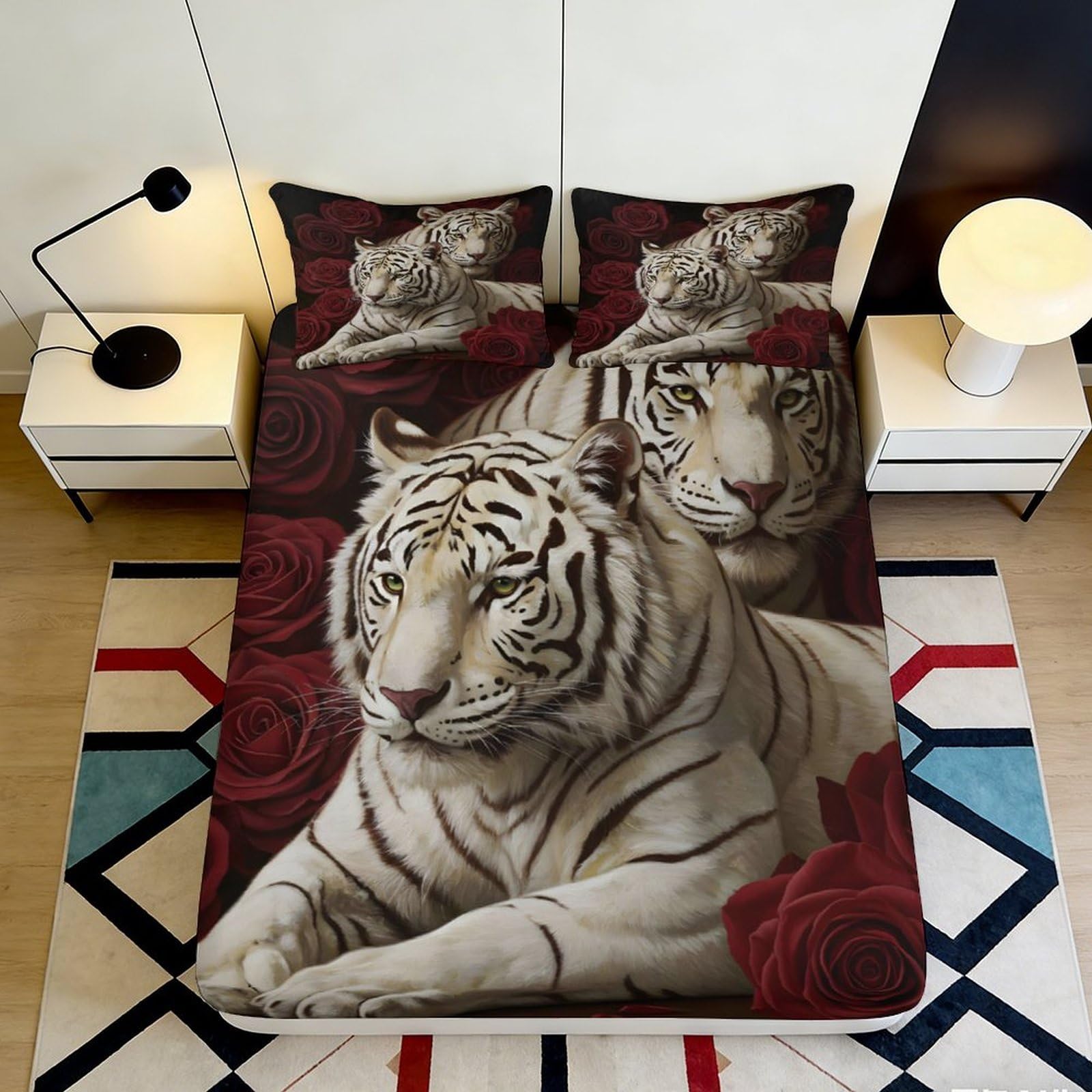 3D Printed Cat Fitted Sheet Microfiber Deep Pocket Non-Slip Bedroom Bedding Youth Cat Mattress Fitted Cover Washable 180x200x25cm