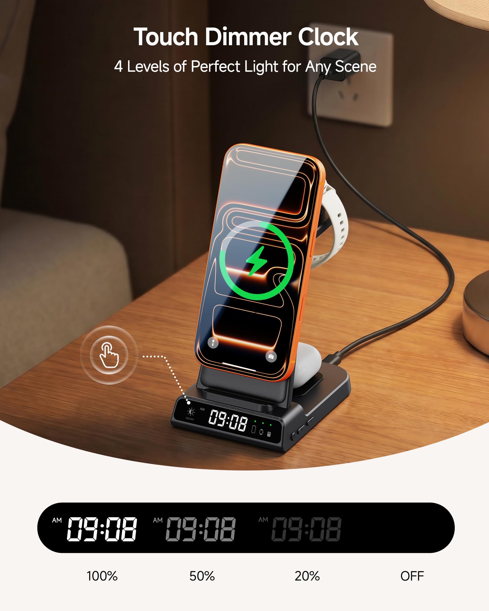 Caricatore per Garmin Watch, Caricatore Wireless Magnetico per iPhone 17 16 15 14, Stazione di Ricarica 3 in 1 per Garmin Fenix, Venu, Forerunner, Vivoactive e Instinct, AirPods Pro 3/4 (No Adapter)