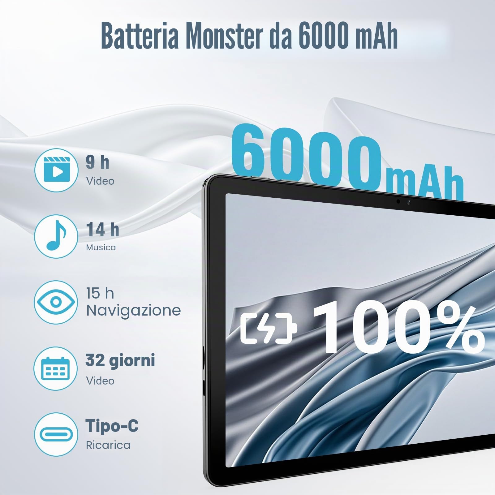 DigiLand Tablet 10 Pollici Android Octa-Core Processore,OTG, 10GB+64GB+TF Expansion,Split-Screen,WiFi 6,BT5.0, doppia fotocamera 5MP+8MP,6000mAh,Widevine L1(Caricabatterie non incluso) (Blu)