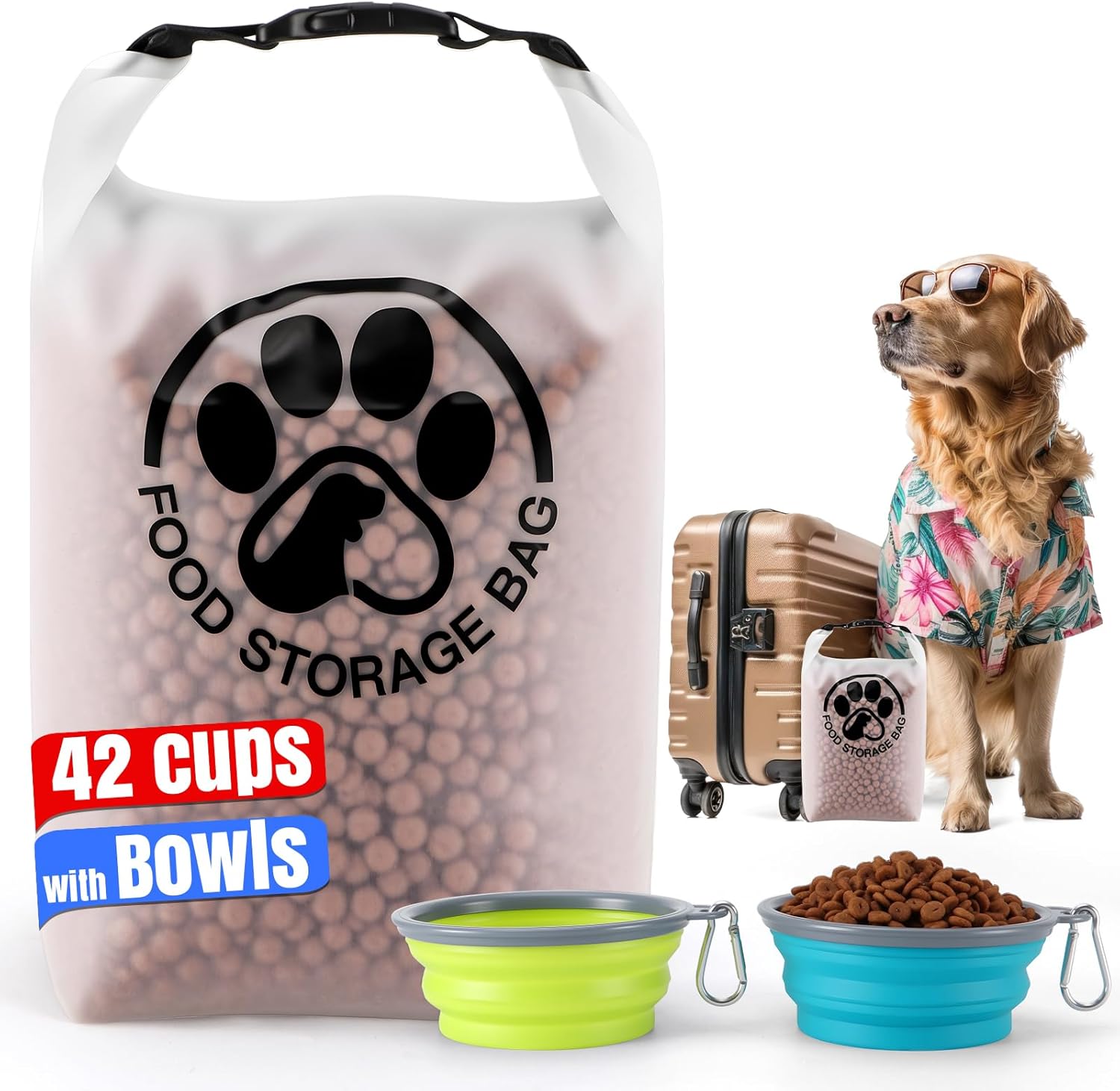 Travel-Friendly Pet Food Storage Bag – Leak-Proof, Fresh Kibble Container (42 Cups + Bowl)