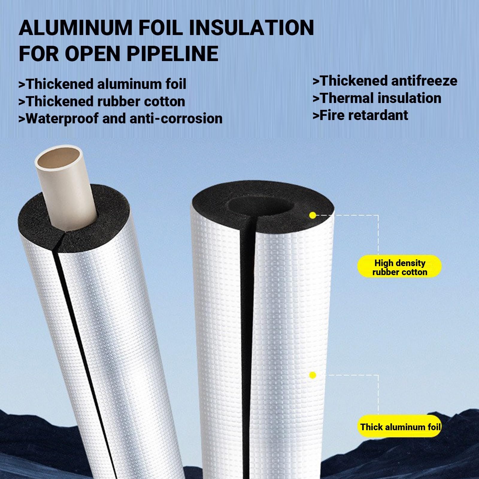 Coperture per tubi in schiuma, pre fessura e bordo adesivo autosigillante, coperture per tubi cavi, nastro isolante in schiuma per protezione invernale dal gelo per tubi dell'acqua fredda e calda, 95
