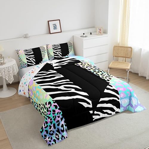 Miniatura 163 de Castle Fairy Juego de ropa de cama con estampado de cebra, tamaño matrimonial, juego de edredón de animales de África y vida silvestre, juego