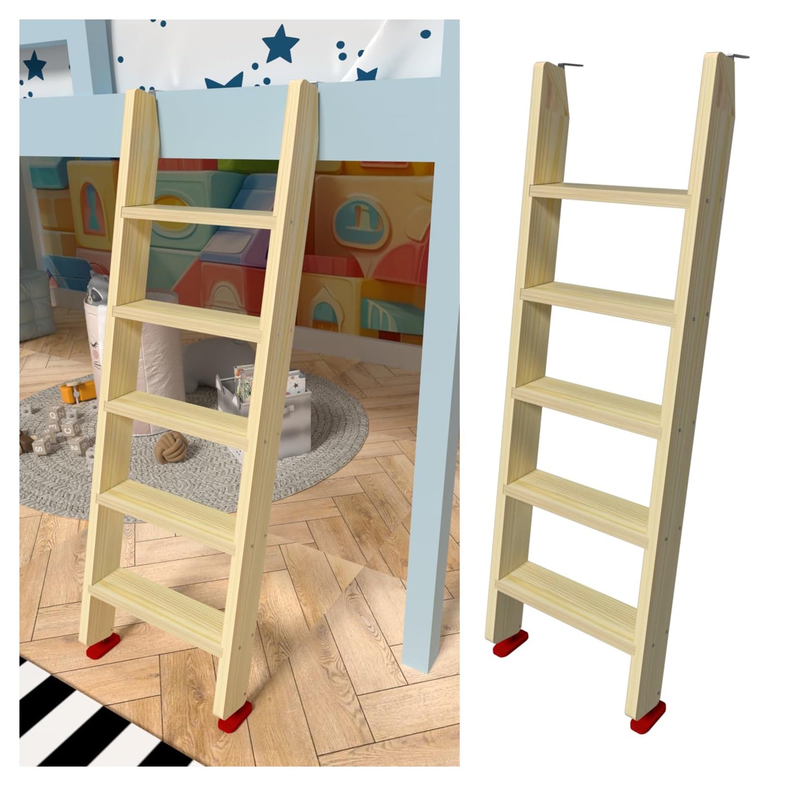 Escalera de madera para interiores: sube con total seguridad gracias a su soporte de gancho