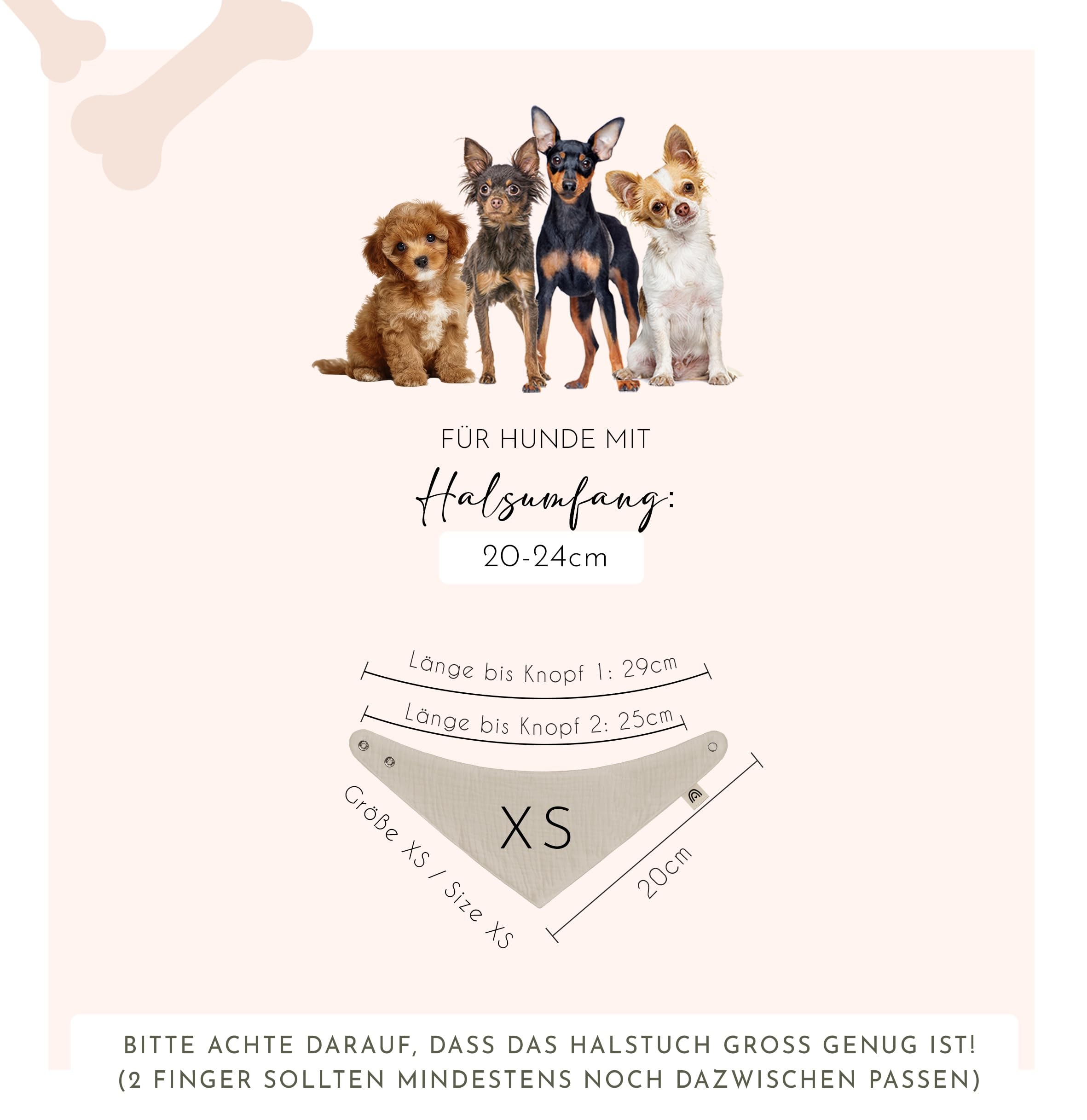 Hunde Halstuch Personalisiert Dreieckstuch aus Musselin Gaze 100% Baumwolle in 4 Grössen erhältlich, mit Namens Personalisierung aus OekoTex zertifiziertem Druckmaterial