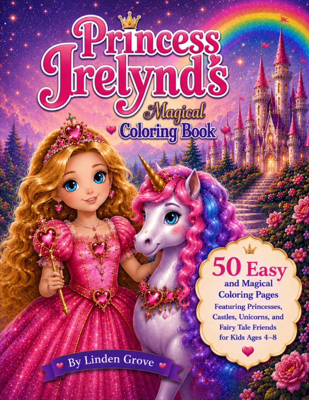 Princess Irelynd's Magical Coloring Book: 50 Easy and Magical Coloring Pages Featuring Princesses, Castles, Unicorns, and Fairy Tale Friends