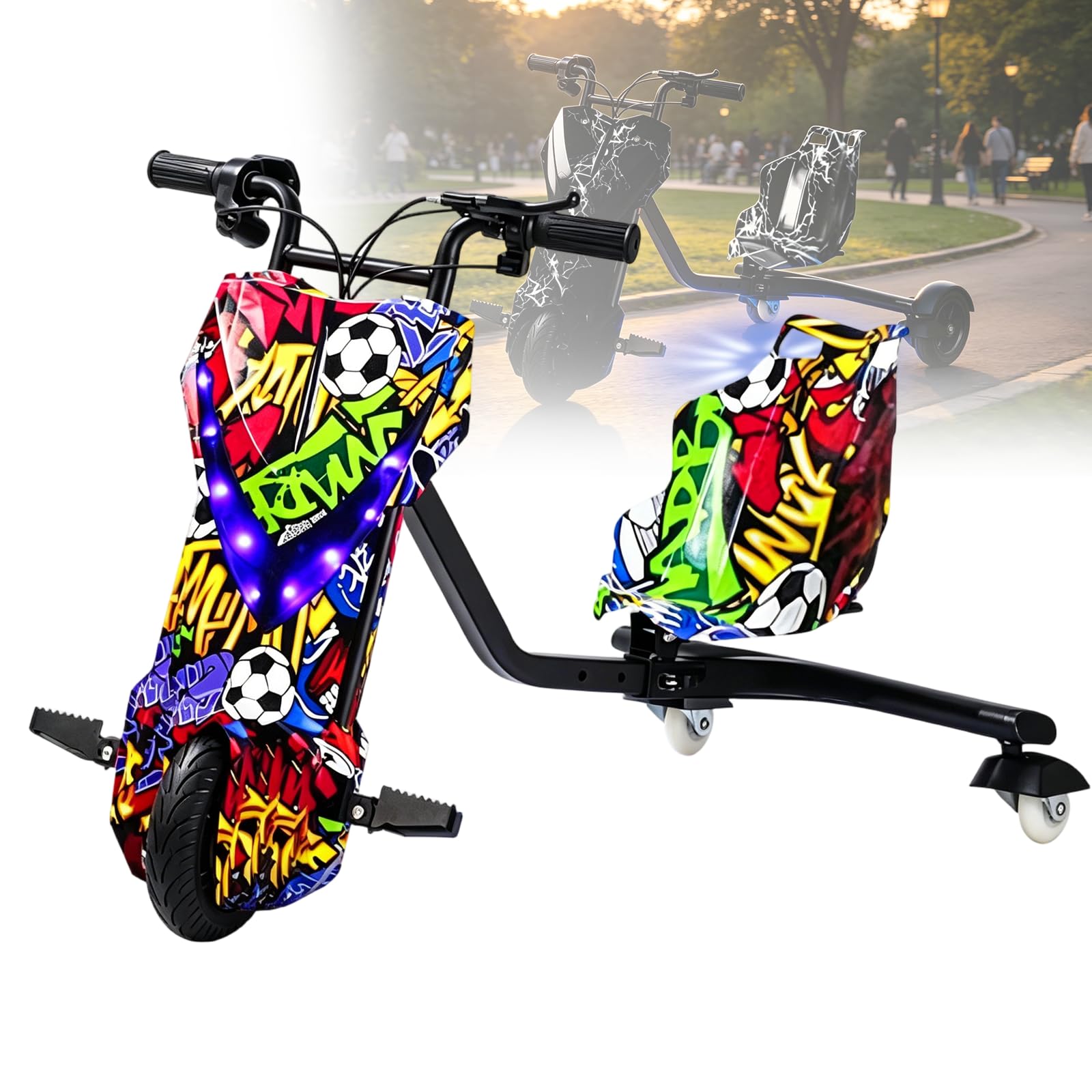 Gavscient Electric Drifting Scooter for Kids - 3-Wheel 360Β° Drift Action | 20 KM/H Max Speed | Bluetooth Speaker & Triple LED Lights 6-inch-H