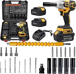 Kit Parafusadeira, Furadeira e Chave de Impacto Sem Fio 21V com 2 Baterias, Potente, Durável e Versátil para Profissionais, Ideal para Trabalhos Pesados e Consertos em Casa