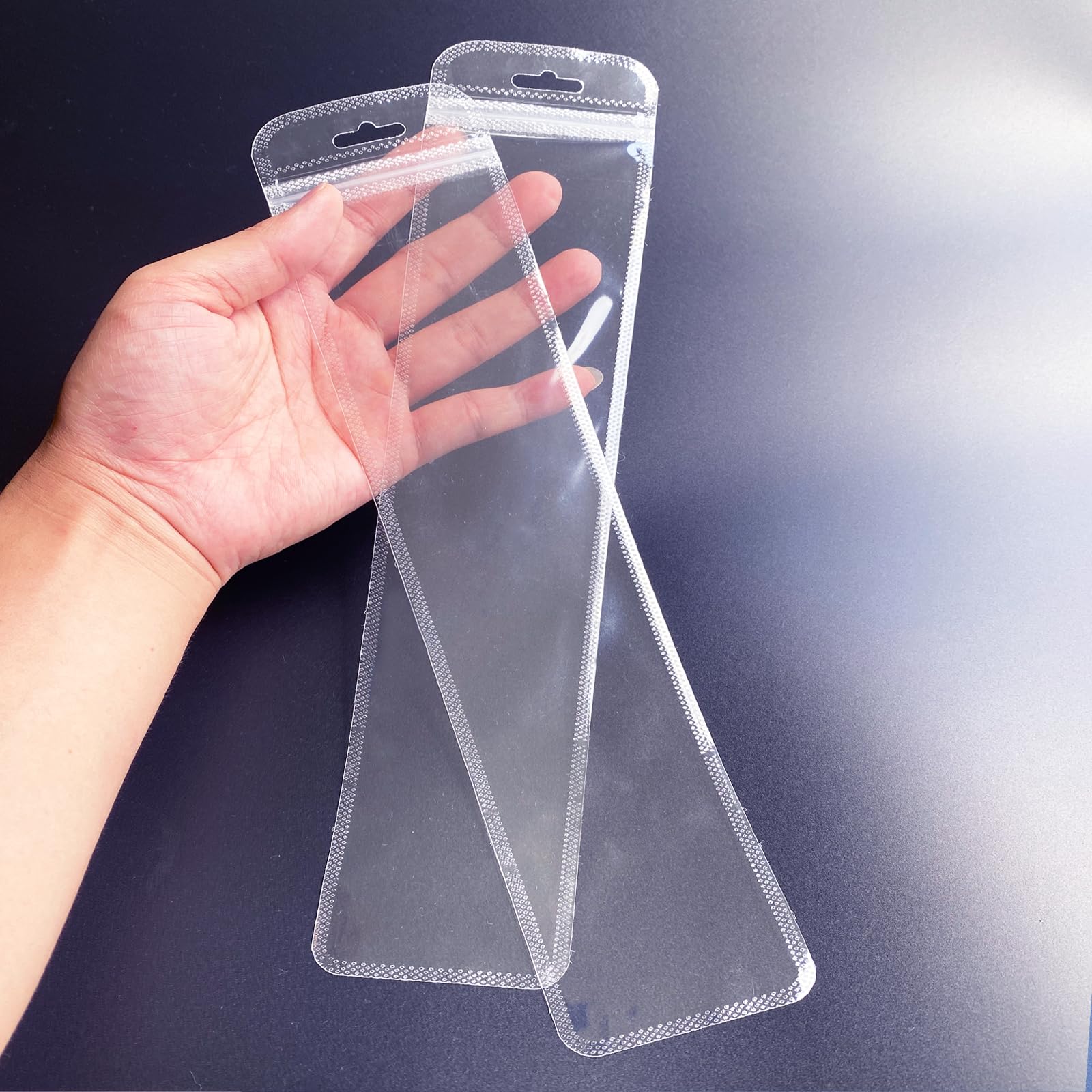 100 Pcs Resealable Beadable Pen Packaging Bags for Small Business,Clear Zipper Smell Proof Storage Bags for Party Favor Food Storage, Jewelry, Cosmetic,Candy (2.75x13.4inch)
