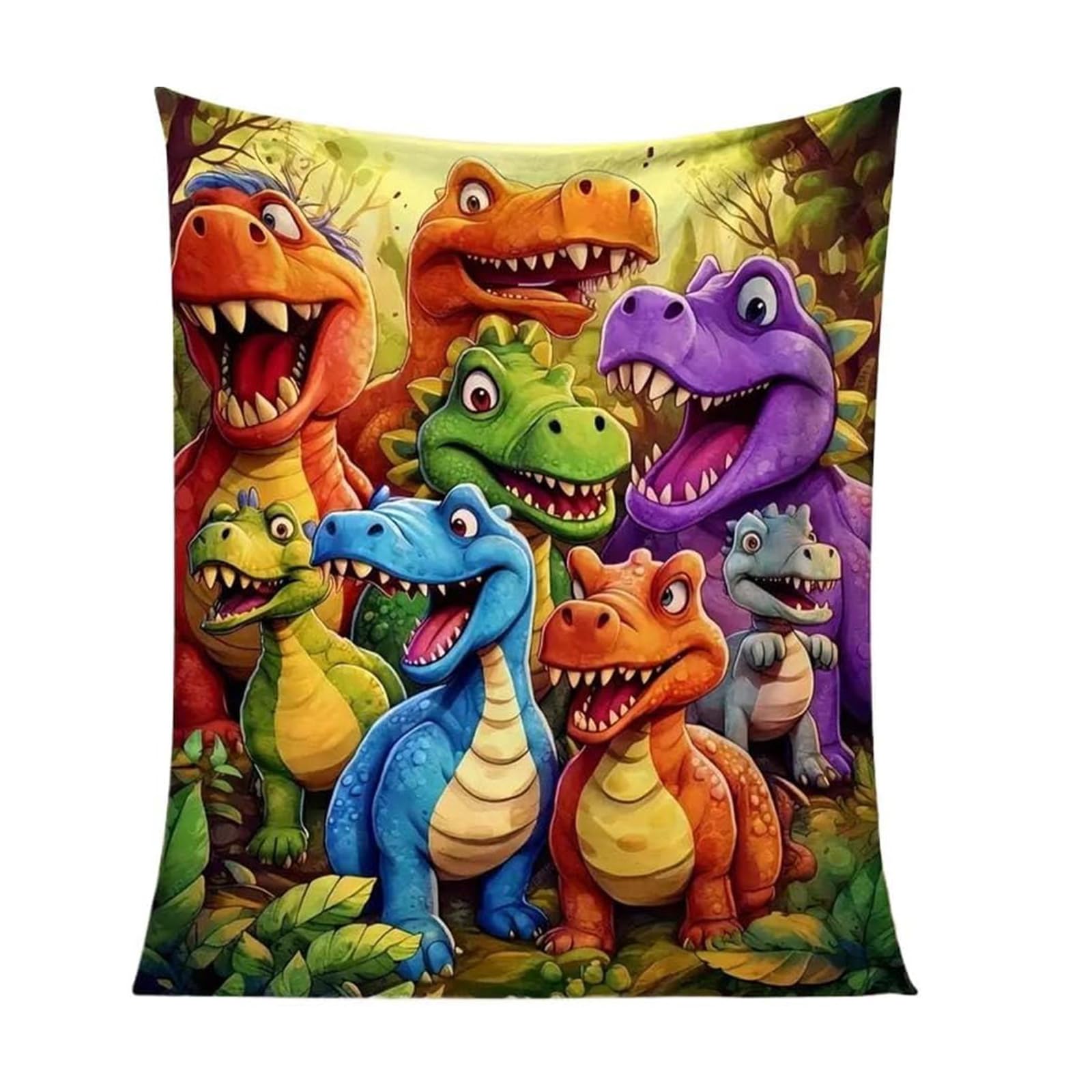 Tasber Boys 150X130cm Flannel Dinosaur Blanket, Soft Funny Dinosaur Print Bed Throw, For Living Room Bedroom Sofa Recliner Lounge Dorm Apartment Kids Girls Teens (150X130cm)