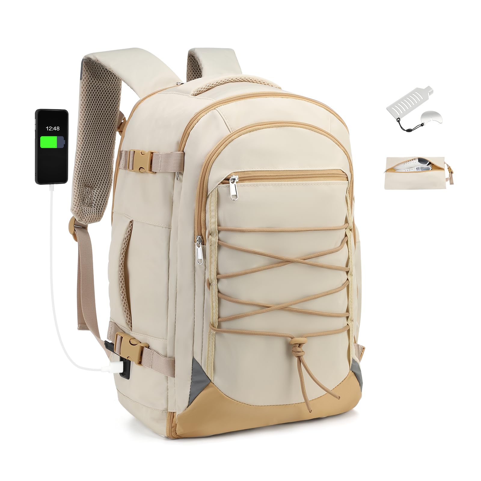 SUIKIHUM Carry on Travel Backpack, Flight Approved Personal Item Bag for Men Women, Door Lock, USB A/C Port