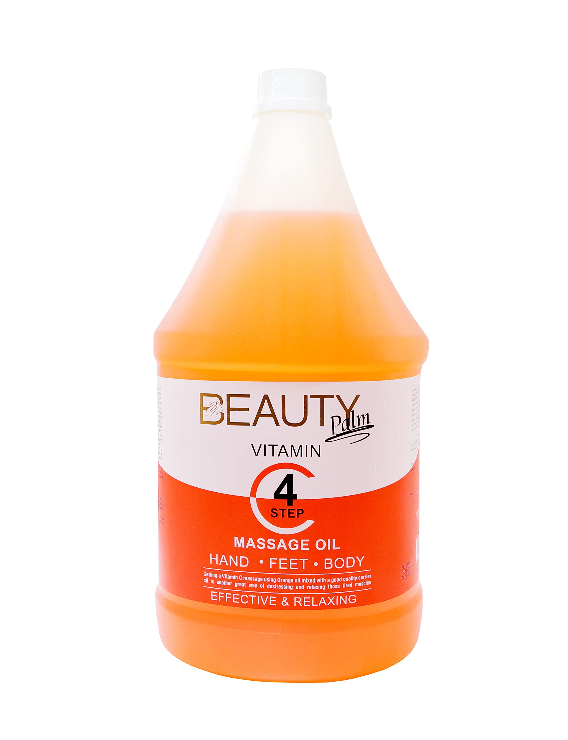 Beauty Palm Vitamin C Massage Oil - Step 4-3.78 Liter | For Massaging on Feet and Body | Relaxing, Soothing, Moisturizing, with Vitamin C Orange Oil