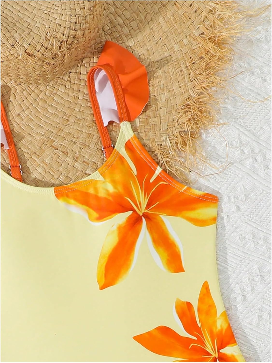 OYOANGLE Girl's Floral One Piece Swimsuits with Cover Up Skirt Cute Ruffle Bathing Suits Swimwear