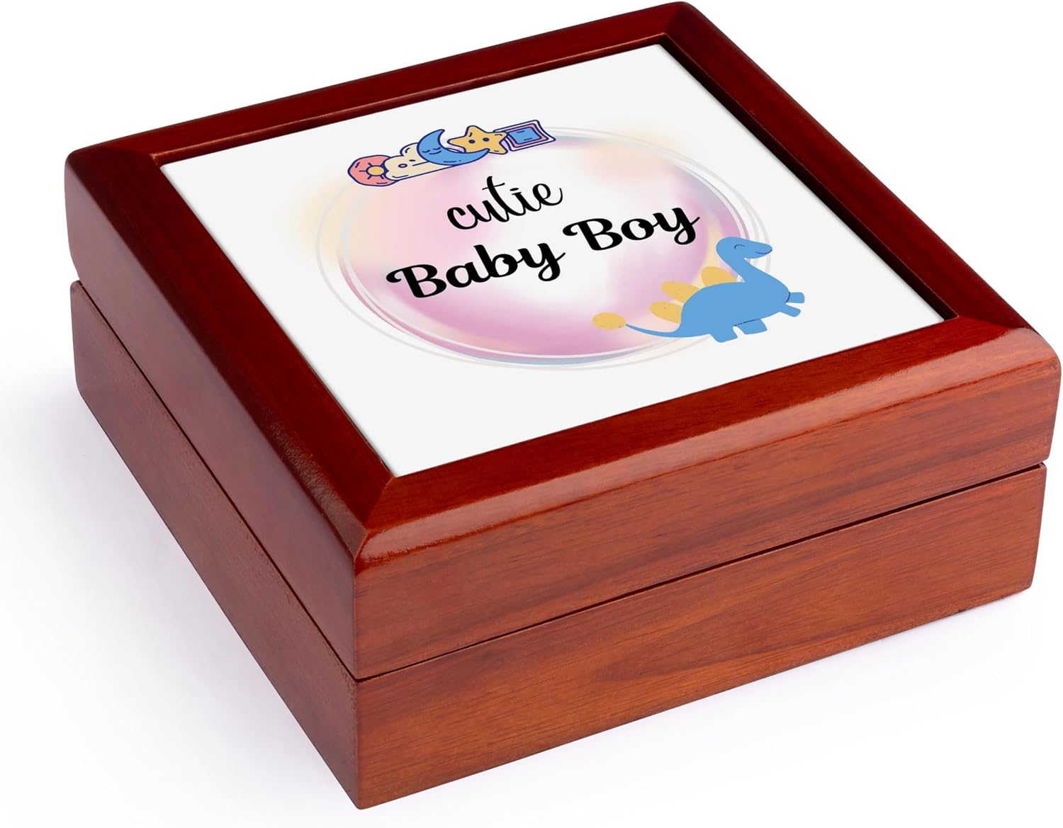 3dRose cutie Baby Boy with toys Jewelry Box 7 x 7 inch with 4 inch tile