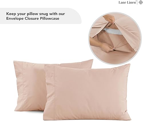 Miniatura 8 de Lane Linen Juego de sábanas tamaño King de 100 % algodón prelavado, tejido percal naturalmente suave, fabricadas para una comodidad nocturna