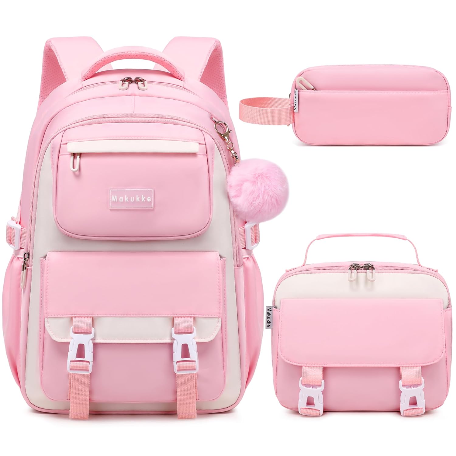 Makukke School Backpack for Girls Book Bag Set School Bag for Teens Girls Kid Children Elementary Middle School
