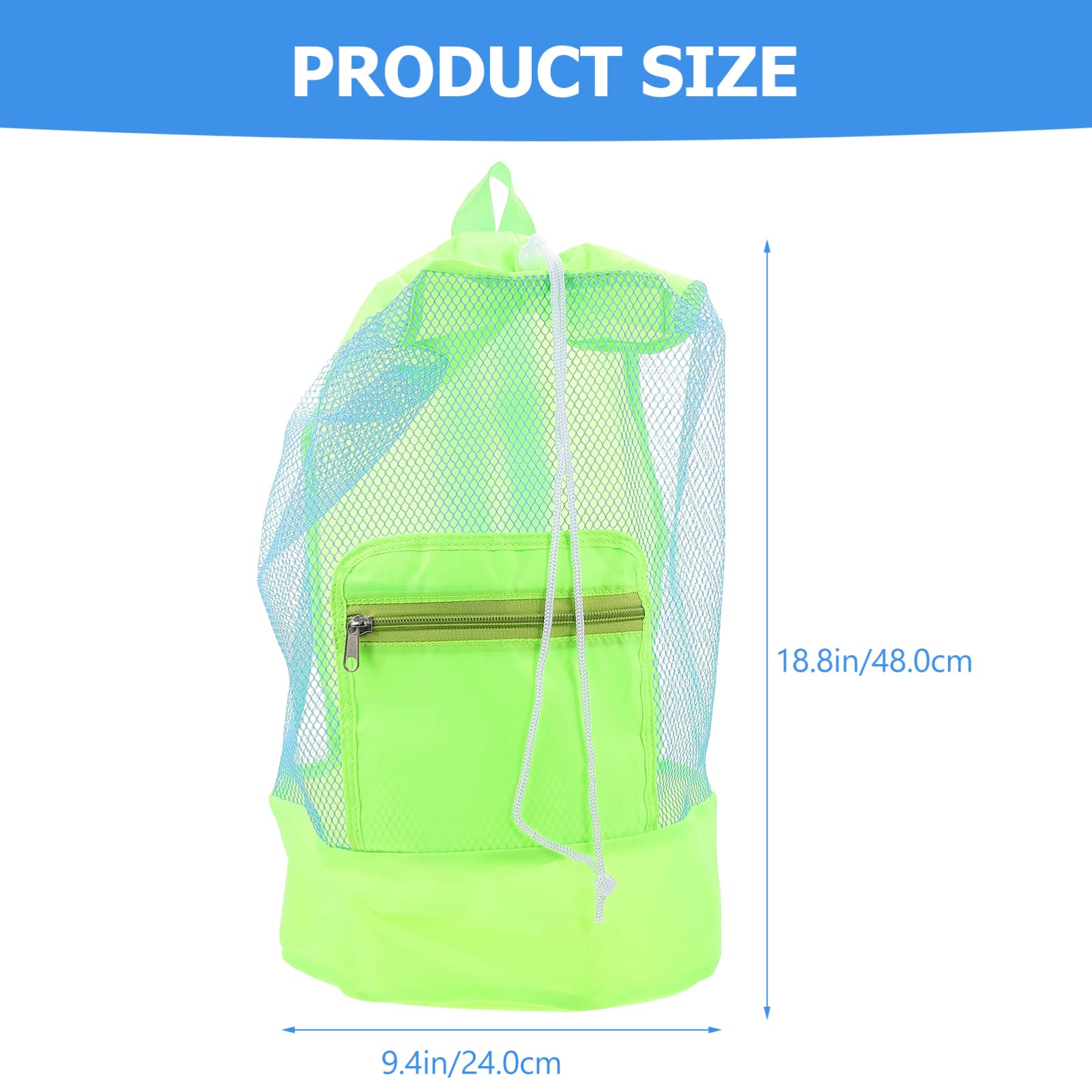 KOMBIUDA Nylon Drawstring Beach Bag Mesh Pouch for Kids Beach Toys Essential Packable Bag for
